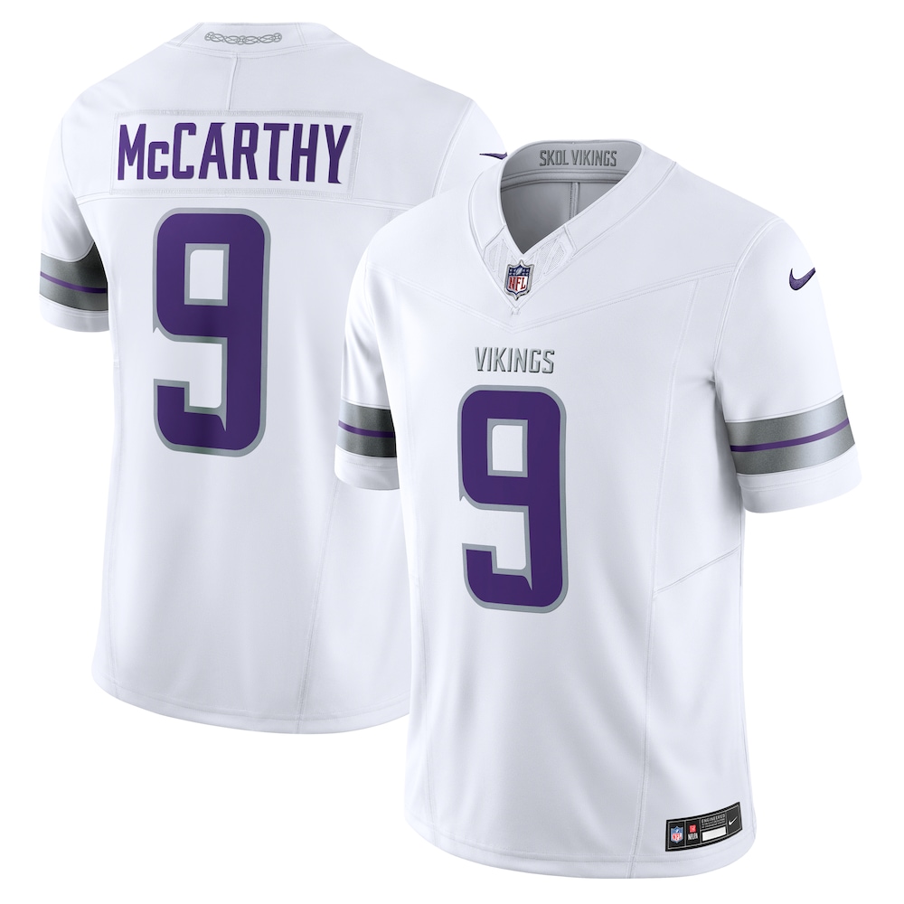 Minnesota Vikings Merch - Men's J.J. McCarthy Vapor F.U.S.E. Limited Jersey, White 1 - Unicasport Minnesota Vikings Merch - Men's J.J. McCarthy Vapor F.U.S.E. Limited Jersey, White