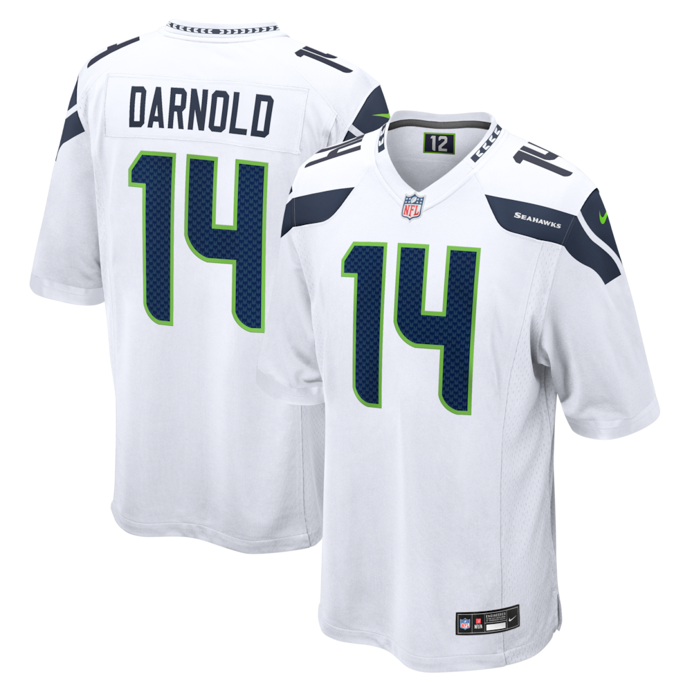 Seattle Seahawks Merch - Men's Sam Darnold Game Jersey, White 1 - Unicasport Seattle Seahawks Merch - Men's Sam Darnold Game Jersey, White