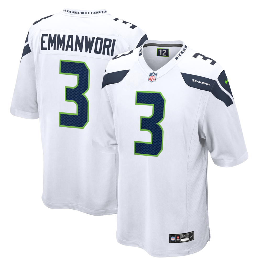 Seattle Seahawks Merch - Men's Nick Emmanwori Game Jersey, White 1 - Unicasport Seattle Seahawks Merch - Men's Nick Emmanwori Game Jersey, White