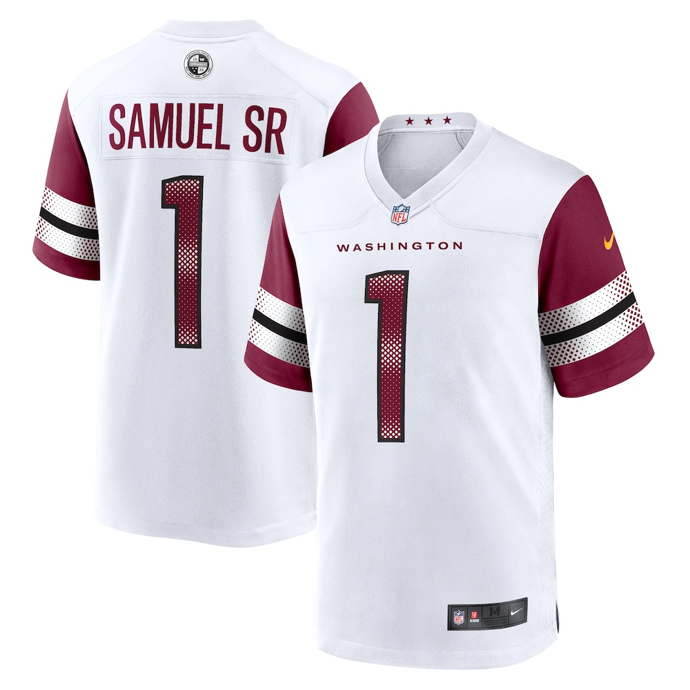 Washington Commanders Merch - Men's Deebo Samuel Sr Jersey, White 1 - Unicasport Washington Commanders Merch - Men's Deebo Samuel Sr Jersey, White
