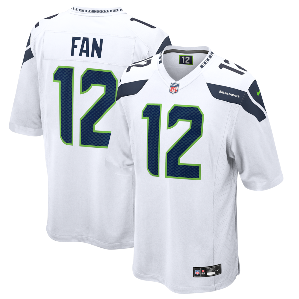 Seattle Seahawks Merch - Men's 12s Game Jersey, White 1 - Unicasport Seattle Seahawks Merch - Men's 12s Game Jersey, White