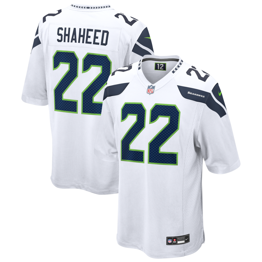Seattle Seahawks Merch - Men's Rashid Shaheed Game Jersey, White 1 - Unicasport Seattle Seahawks Merch - Men's Rashid Shaheed Game Jersey, White