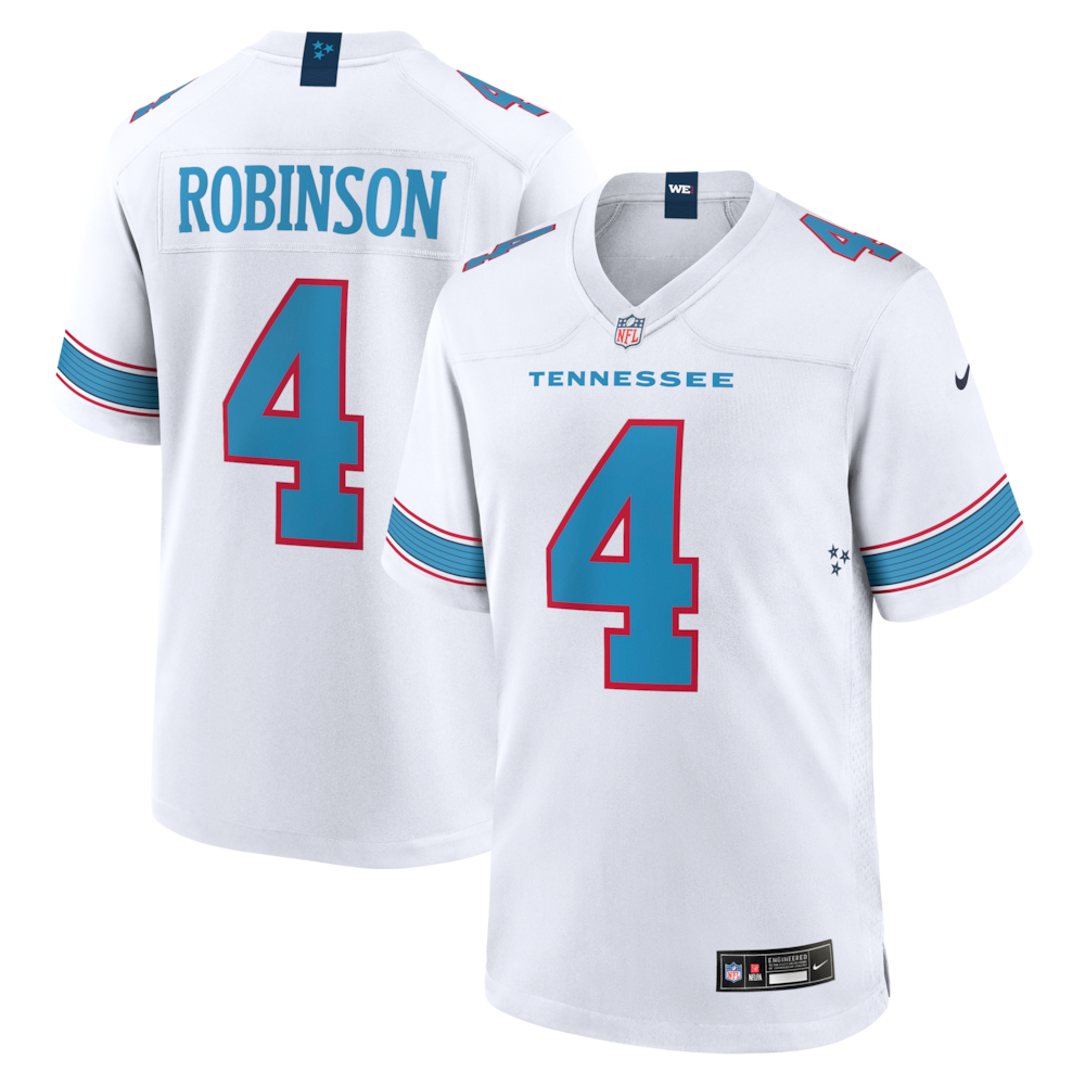 Tennessee Titans Merch - Men's Wan'Dale Robinson Game Jersey, White 1 - Unicasport Tennessee Titans Merch - Men's Wan'Dale Robinson Game Jersey, White