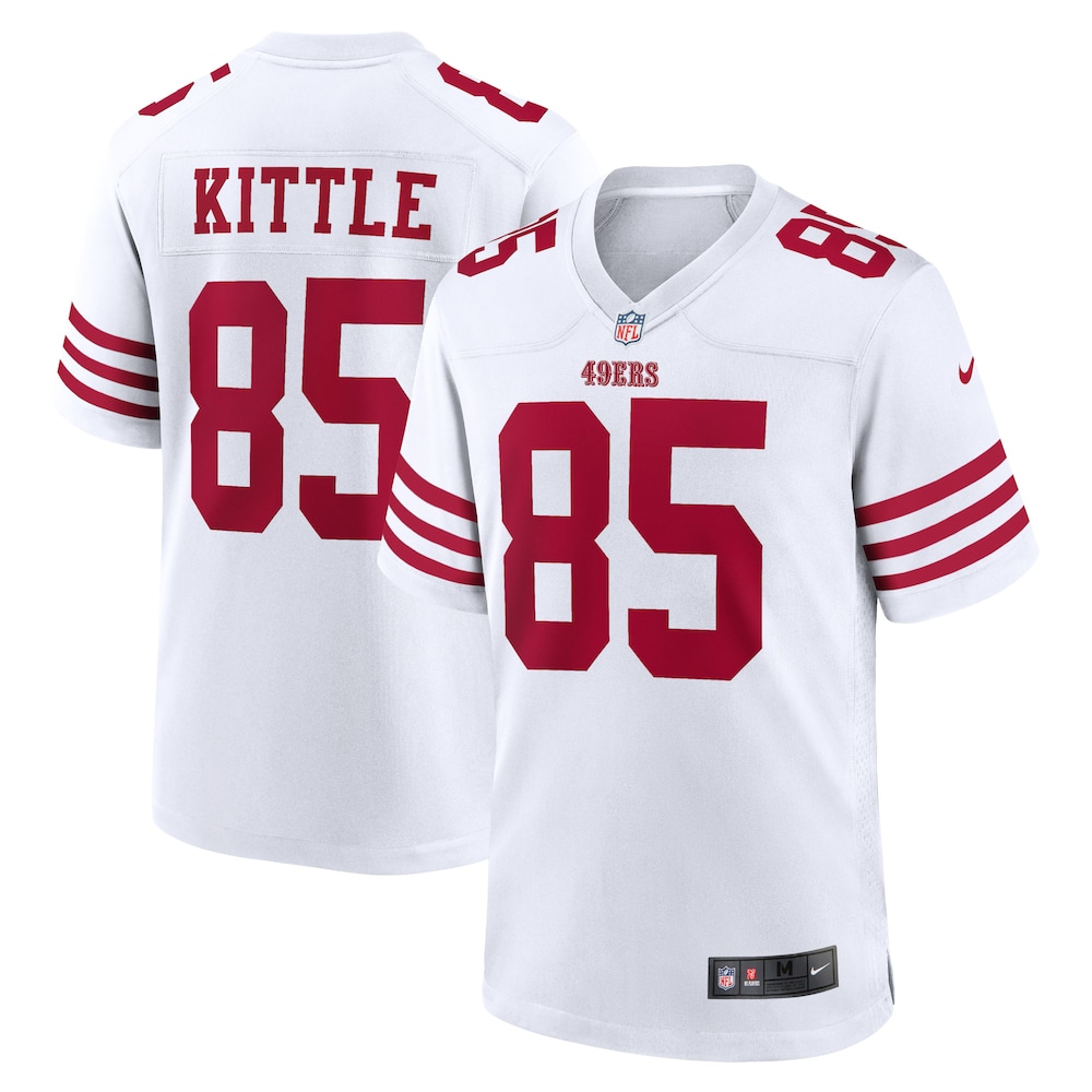 San Francisco 49ers Merch - Men's George Kittle Team Game Jersey, White 1 - Unicasport San Francisco 49ers Merch - Men's George Kittle Team Game Jersey, White