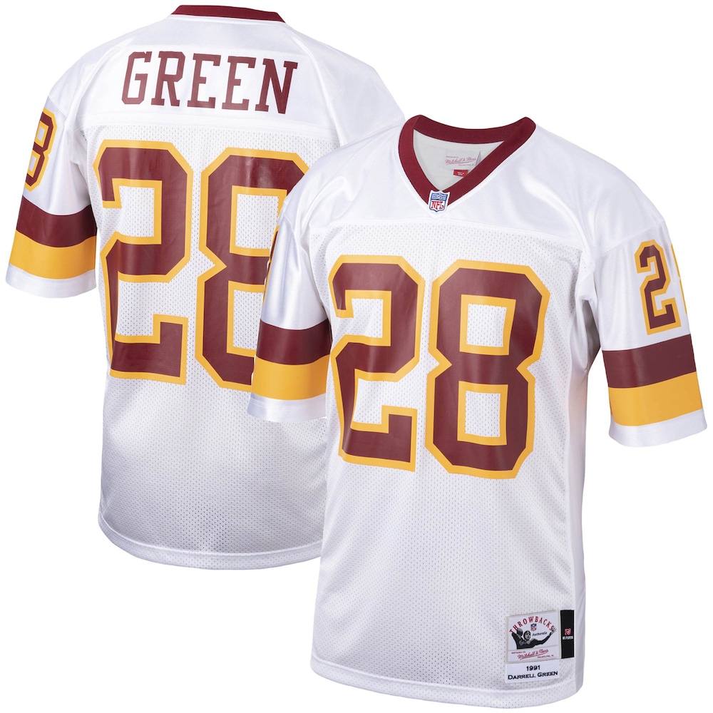 Washington Commanders Merch - Men's Washington Football Team 1991 Darrell Authentic Throwback Retired Player Jersey, White Green - Best Football Gifts