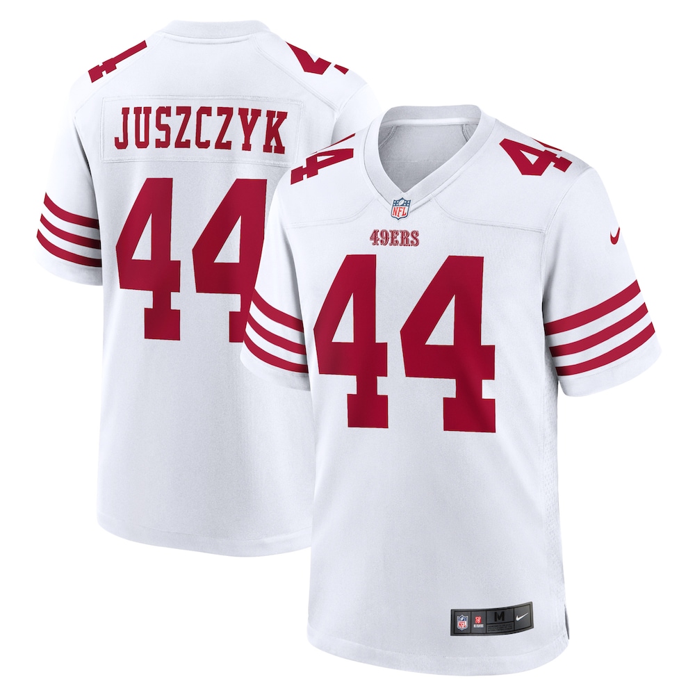 San Francisco 49ers Merch - Men's Kyle Juszczyk Player Game Jersey, White 1 - Unicasport San Francisco 49ers Merch - Men's Kyle Juszczyk Player Game Jersey, White