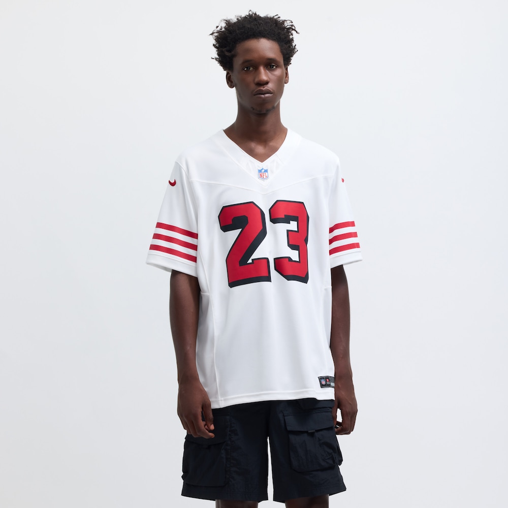 San Francisco 49ers Merch - Men's Christian McCaffrey Vapor F.U.S.E. Limited 2nd Alternate Jersey, White - Football Gifts For Men 1 - Unicasport San Francisco 49ers Merch - Men's Christian McCaffrey Vapor F.U.S.E. Limited 2nd Alternate Jersey, White - Football Gifts For Men