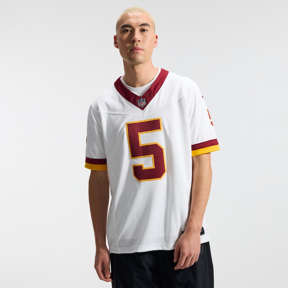 Washington Commanders Merch - Men's Jayden Daniels Vapor F.U.S.E. Stitched Limited Jersey, White 1 - Unicasport Washington Commanders Merch - Men's Jayden Daniels Vapor F.U.S.E. Stitched Limited Jersey, White