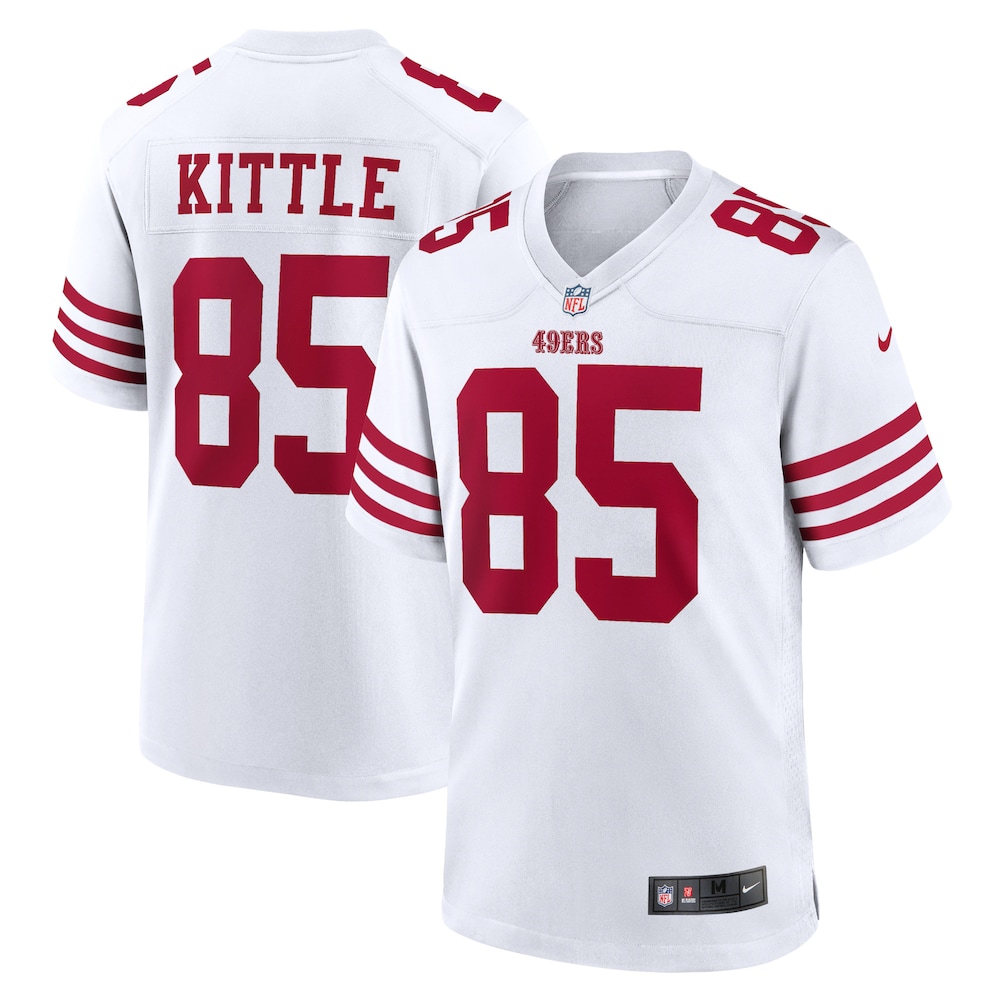 San Francisco 49ers Merch - Men's George Kittle Player Game Jersey, White For Adults 1 - Unicasport San Francisco 49ers Merch - Men's George Kittle Player Game Jersey, White For Adults