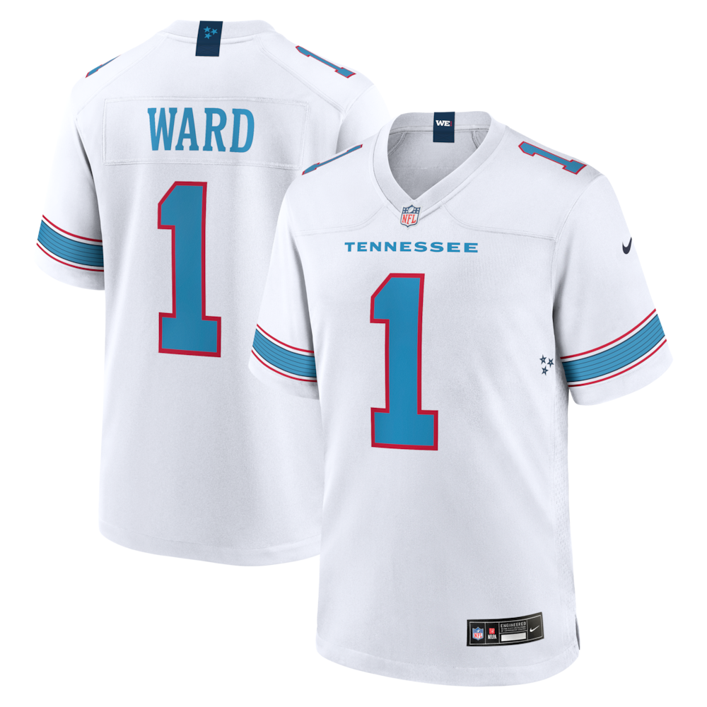 Tennessee Titans Merch - Men's Cameron Ward Game Jersey, White 1 - Unicasport Tennessee Titans Merch - Men's Cameron Ward Game Jersey, White