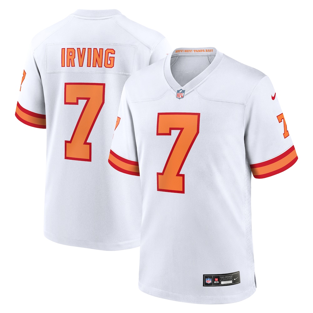 Tampa Bay Buccaneers Merch - Men's '76 Bucky Irving Game Jersey, White 1 - Unicasport Tampa Bay Buccaneers Merch - Men's '76 Bucky Irving Game Jersey, White