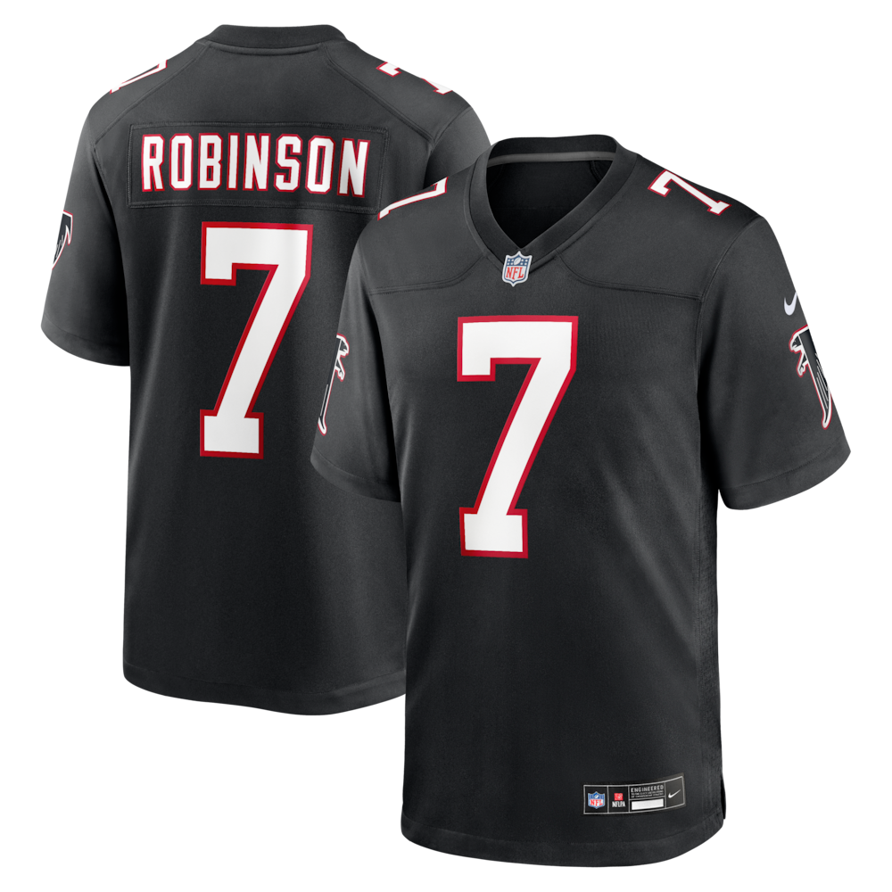 Atlanta Falcons Merch - Men's Bijan Robinson Throwback Game Jersey, Black 1 - Unicasport Atlanta Falcons Merch - Men's Bijan Robinson Throwback Game Jersey, Black