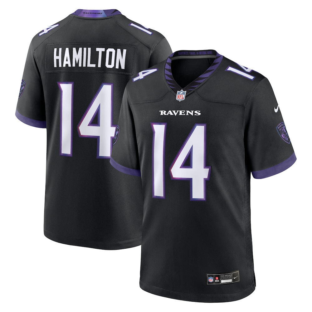 Baltimore Ravens Merch - Men's Kyle Hamilton Alternate Game Jersey, Black 1 - Unicasport Baltimore Ravens Merch - Men's Kyle Hamilton Alternate Game Jersey, Black