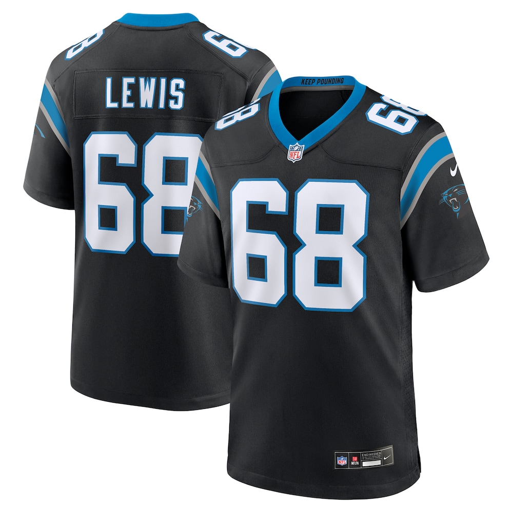 Carolina Panthers Merch - Men's Damien Lewis Game Jersey, Black 1 - Unicasport Carolina Panthers Merch - Men's Damien Lewis Game Jersey, Black