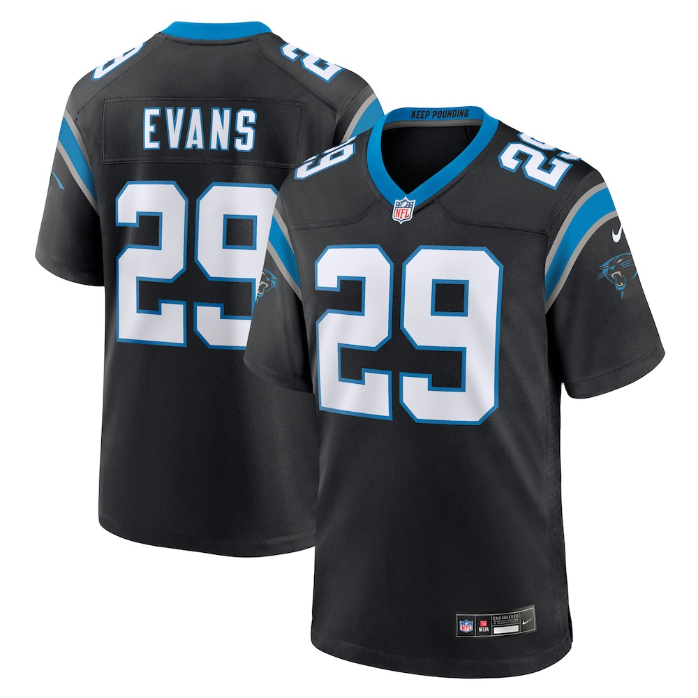 Carolina Panthers Merch - Men's Akayleb Evans Team Game Jersey, Black 1 - Unicasport Carolina Panthers Merch - Men's Akayleb Evans Team Game Jersey, Black