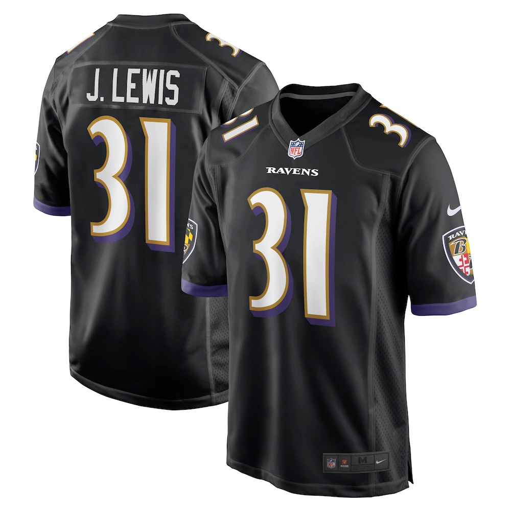 Baltimore Ravens Merch - Men's Jamal Lewis Retired Player Alternate Game Jersey, Black 1 - Unicasport Baltimore Ravens Merch - Men's Jamal Lewis Retired Player Alternate Game Jersey, Black