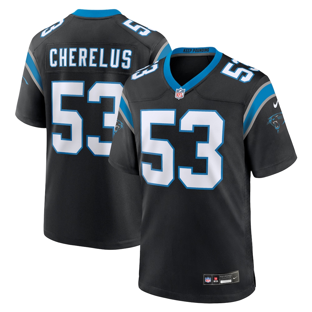 Carolina Panthers Merch - Men's Claudin Cherelus Team Game Jersey, Black 1 - Unicasport Carolina Panthers Merch - Men's Claudin Cherelus Team Game Jersey, Black