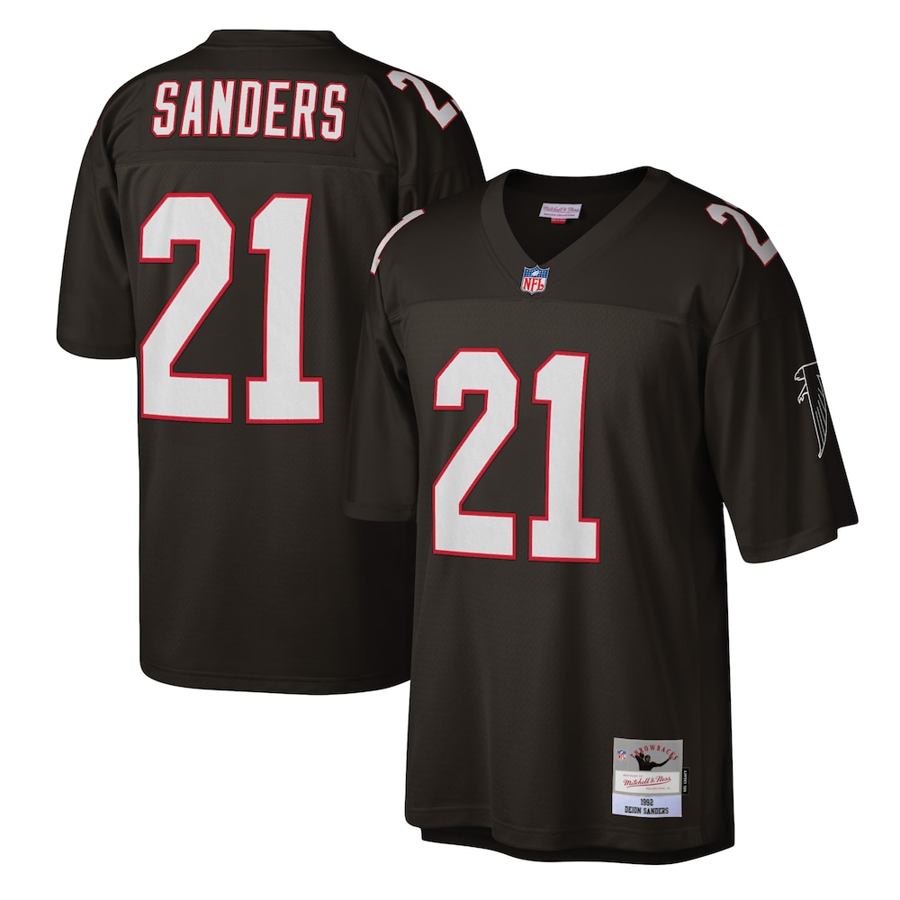 Atlanta Falcons Merch - Men's Deion Sanders Legacy Replica Jersey, Black - Presents For Football Lovers 1 - Unicasport Atlanta Falcons Merch - Men's Deion Sanders Legacy Replica Jersey, Black - Presents For Football Lovers