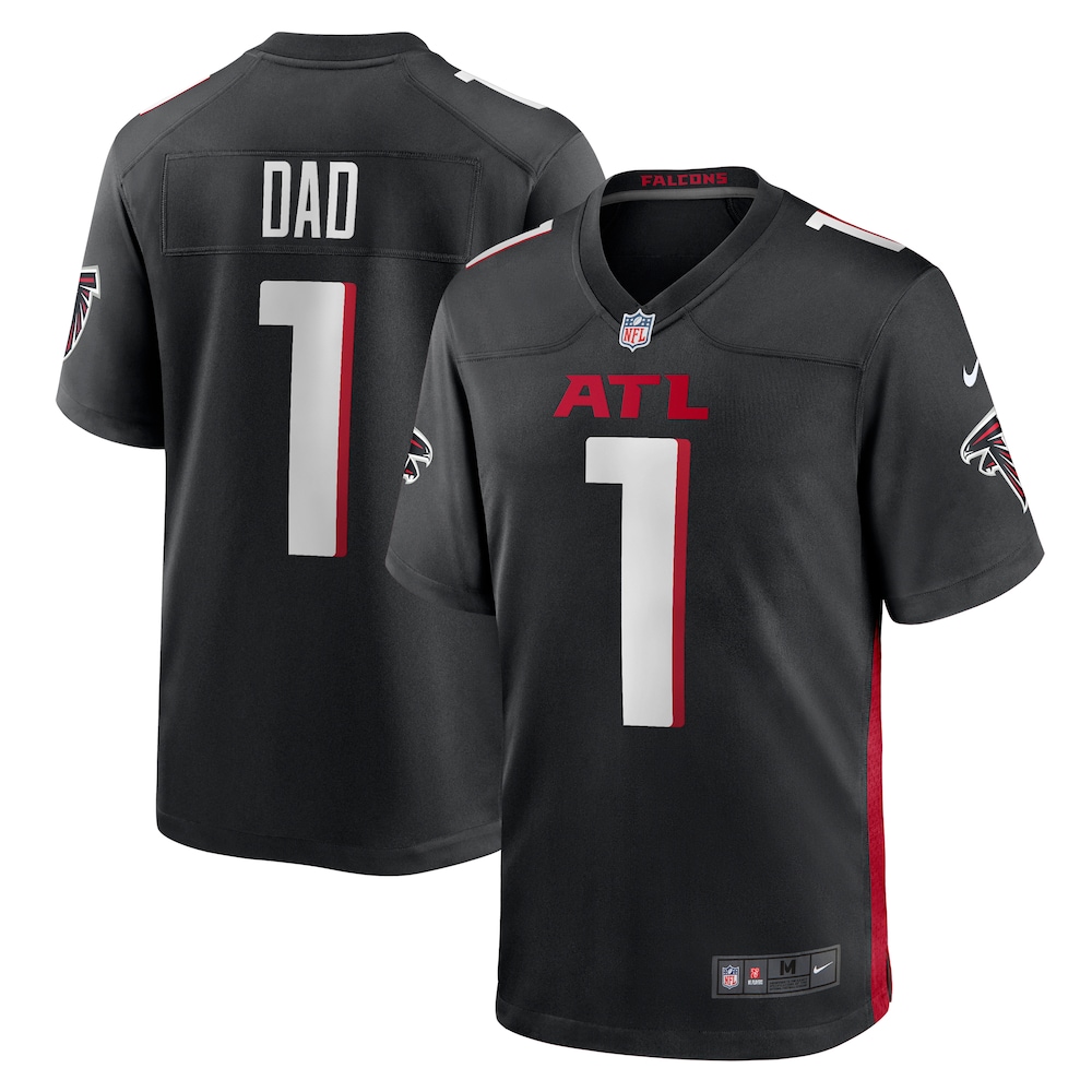 Atlanta Falcons Merch - Men's Number 1 Dad Game Jersey, Black 1 - Unicasport Atlanta Falcons Merch - Men's Number 1 Dad Game Jersey, Black