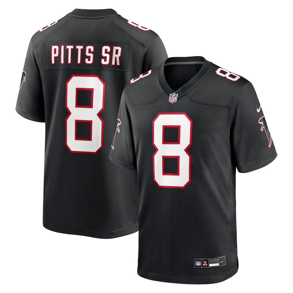 Atlanta Falcons Merch - Men's Kyle Pitts Sr. Alternate Game Jersey, Black 1 - Unicasport Atlanta Falcons Merch - Men's Kyle Pitts Sr. Alternate Game Jersey, Black