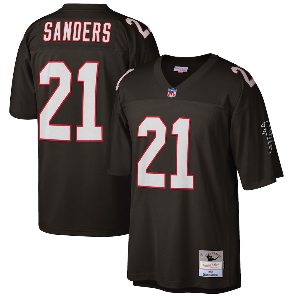 Atlanta Falcons Merch - Men's Deion Sanders 1992 Retired Player Replica Jersey, Big & Tall, Black - American Football Presents 1 - Unicasport Atlanta Falcons Merch - Men's Deion Sanders 1992 Retired Player Replica Jersey, Big & Tall, Black - American Football Presents
