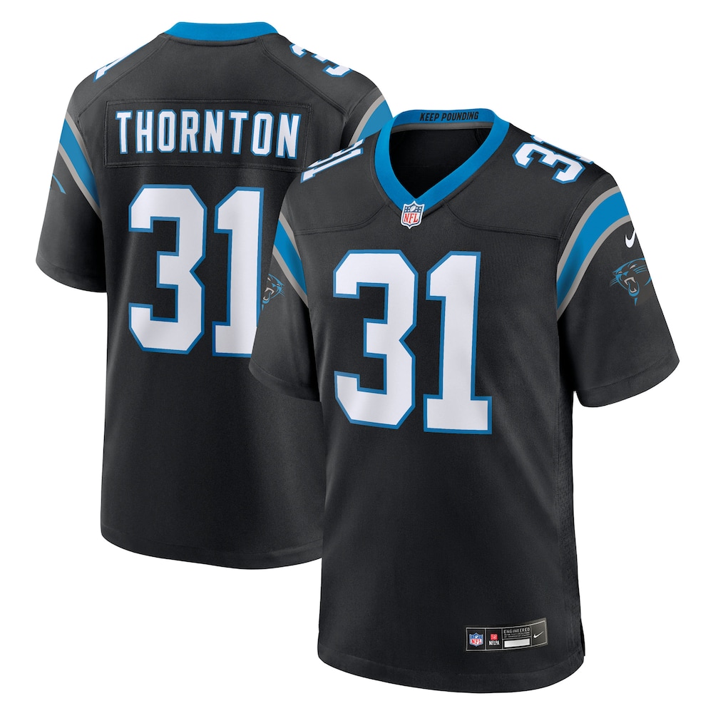 Carolina Panthers Merch - Men's Corey Thornton Team Game Jersey, Black 1 - Unicasport Carolina Panthers Merch - Men's Corey Thornton Team Game Jersey, Black