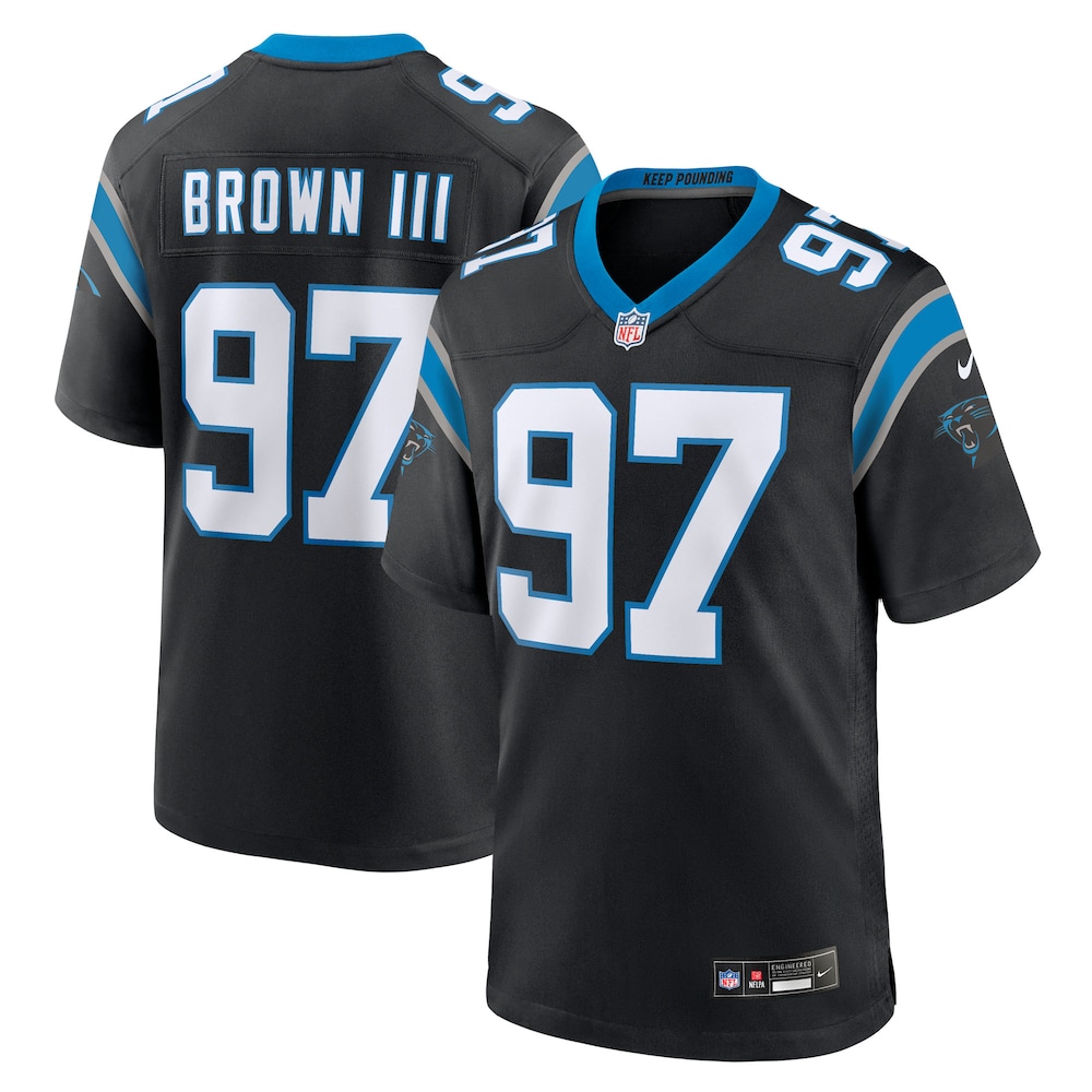 Carolina Panthers Merch - Men's Bobby III Team Game Jersey, Black Brown 1 - Unicasport Carolina Panthers Merch - Men's Bobby III Team Game Jersey, Black Brown