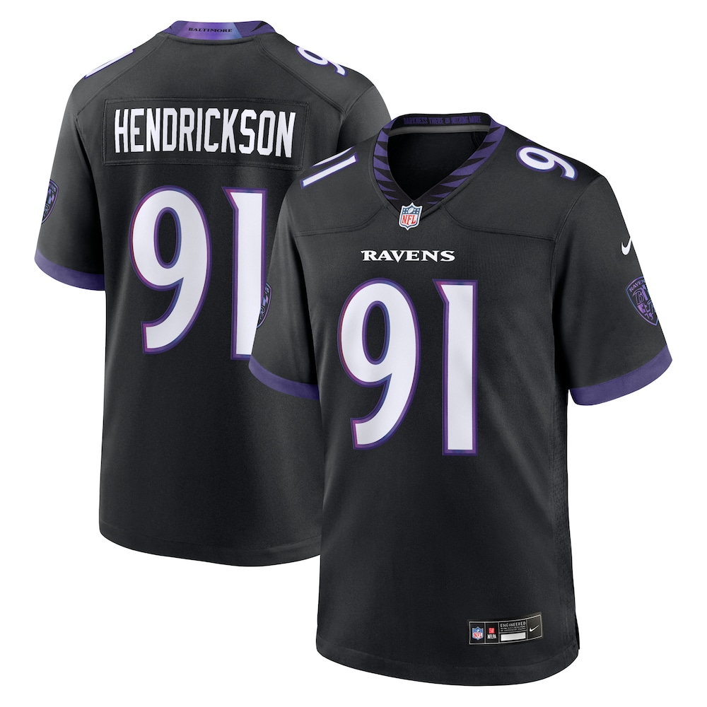 Baltimore Ravens Merch - Men's Trey Hendrickson Alternate Game Jersey, Black 1 - Unicasport Baltimore Ravens Merch - Men's Trey Hendrickson Alternate Game Jersey, Black