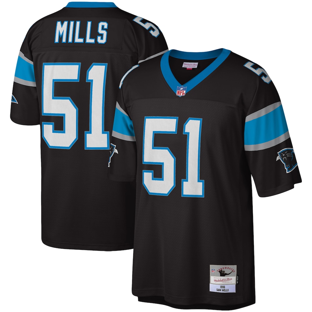 Carolina Panthers Merch - Men's Sam Mills Legacy Replica Jersey, Black - Birthday Present For Football Fan 1 - Unicasport Carolina Panthers Merch - Men's Sam Mills Legacy Replica Jersey, Black - Birthday Present For Football Fan