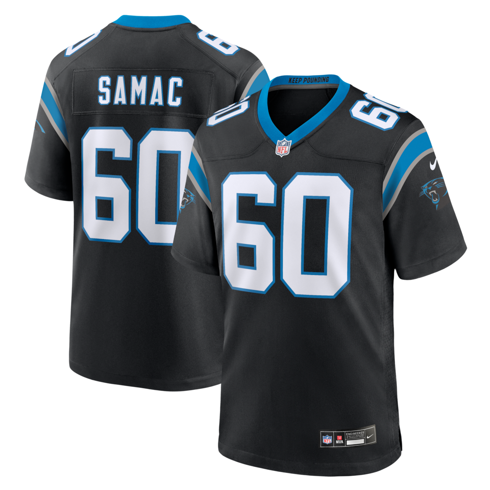 Carolina Panthers Merch - Men's Nick Samac Team Game Jersey, Black 1 - Unicasport Carolina Panthers Merch - Men's Nick Samac Team Game Jersey, Black
