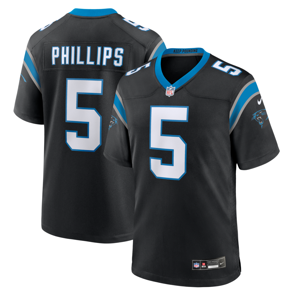Carolina Panthers Merch - Men's Jaelan Phillips Game Jersey, Black 1 - Unicasport Carolina Panthers Merch - Men's Jaelan Phillips Game Jersey, Black