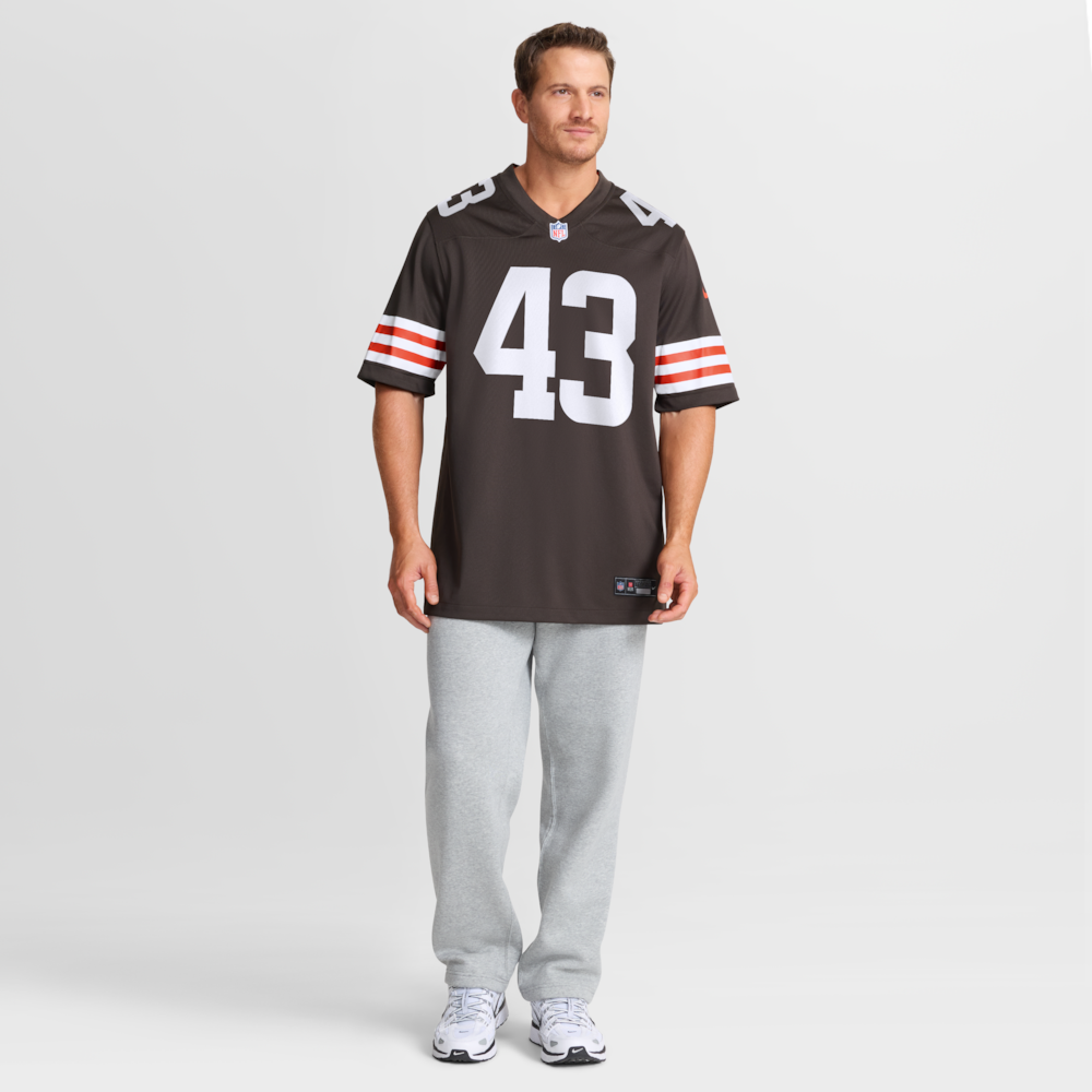 Cleveland Browns Merch - Men's Mohamoud Diabate Team Game Jersey, Brown