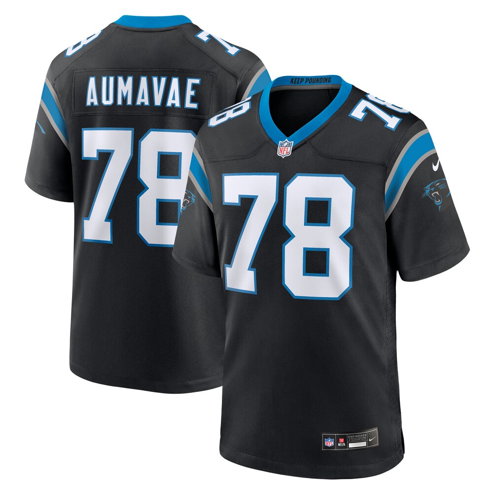 Carolina Panthers Merch - Men's Popo Aumavae Team Game Jersey, Black 1 - Unicasport Carolina Panthers Merch - Men's Popo Aumavae Team Game Jersey, Black
