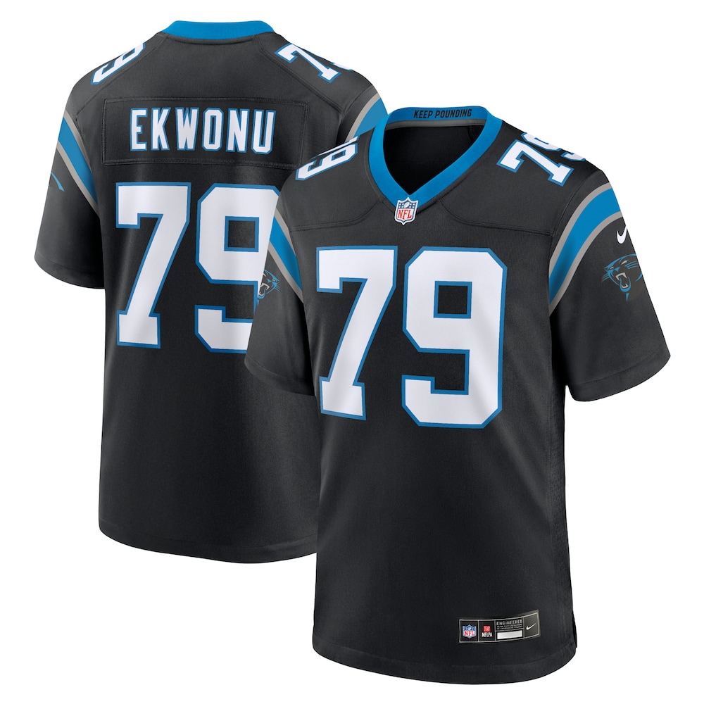 Carolina Panthers Merch - Men's Ikem Ekwonu Game Jersey, Black 1 - Unicasport Carolina Panthers Merch - Men's Ikem Ekwonu Game Jersey, Black