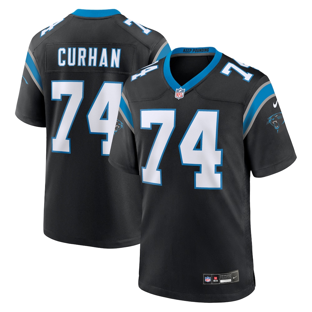 Carolina Panthers Merch - Men's Jake Curhan Team Game Jersey, Black 1 - Unicasport Carolina Panthers Merch - Men's Jake Curhan Team Game Jersey, Black