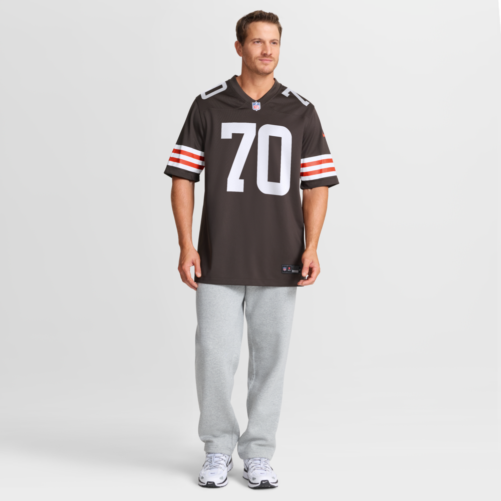 Cleveland Browns Merch - Men's Zak Zinter Team Game Jersey, Brown 1 - Unicasport Cleveland Browns Merch - Men's Zak Zinter Team Game Jersey, Brown