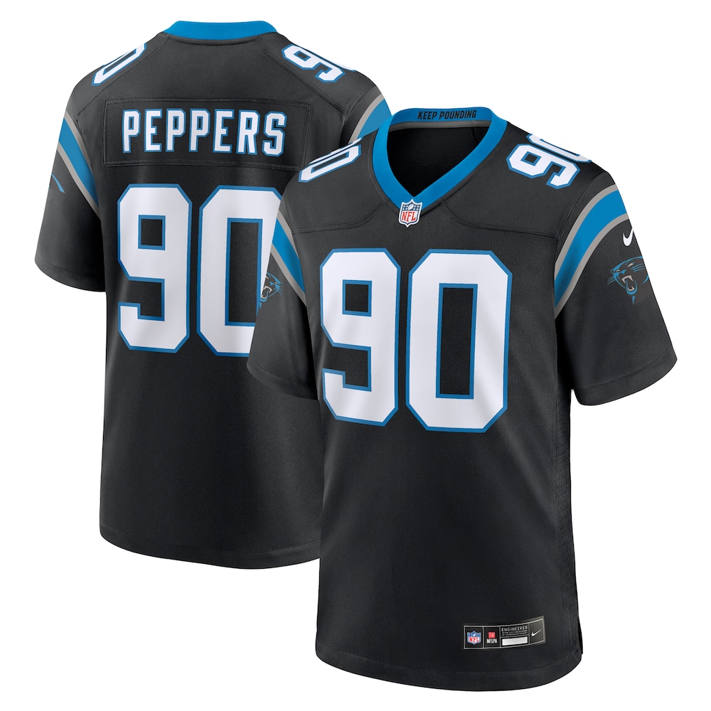 Carolina Panthers Merch - Men's Julius Peppers Retired Player Game Jersey, Black 1 - Unicasport Carolina Panthers Merch - Men's Julius Peppers Retired Player Game Jersey, Black