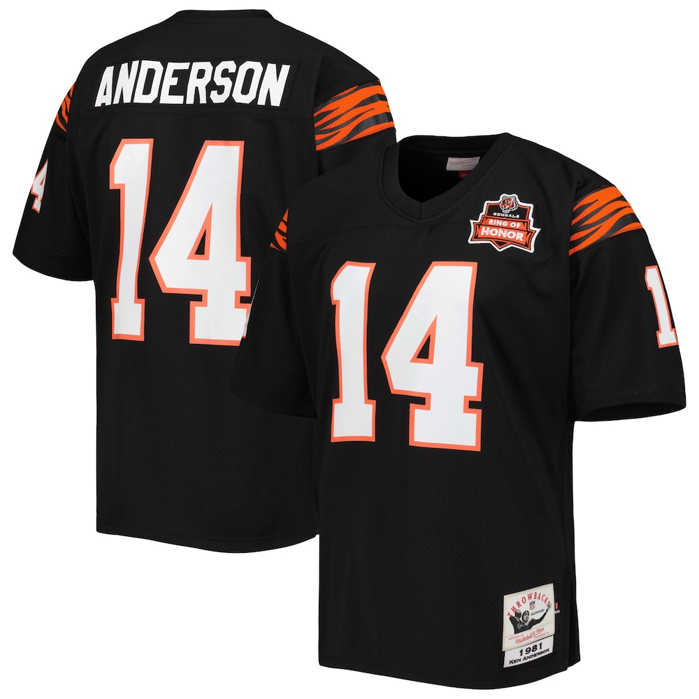 Cincinnati Bengals Merch - Men's 1981 Ken Anderson Authentic Throwback Retired Player Jersey, Black 1 - Unicasport Cincinnati Bengals Merch - Men's 1981 Ken Anderson Authentic Throwback Retired Player Jersey, Black