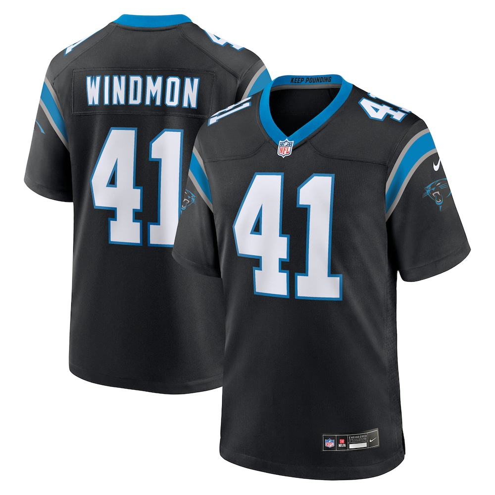 Carolina Panthers Merch - Men's Jacoby Windmon Team Game Jersey, Black 1 - Unicasport Carolina Panthers Merch - Men's Jacoby Windmon Team Game Jersey, Black