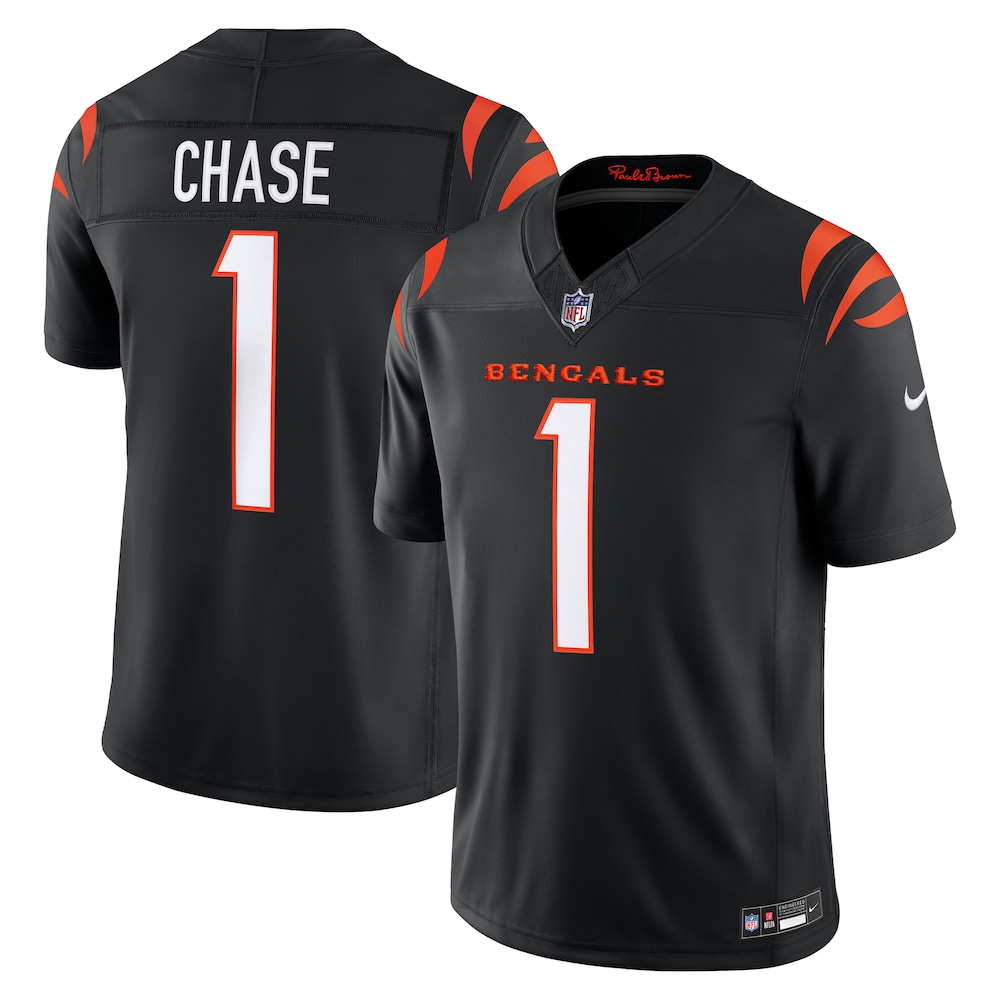 Cincinnati Bengals Merch - Men's Ja'Marr Chase Team Vapor F.U.S.E. Stitched Limited Jersey, Black 1 - Unicasport Cincinnati Bengals Merch - Men's Ja'Marr Chase Team Vapor F.U.S.E. Stitched Limited Jersey, Black