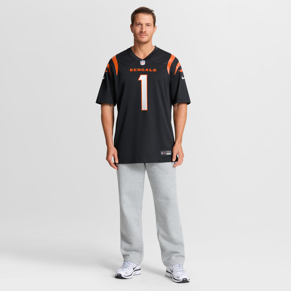Cincinnati Bengals Merch - Men's Ja'Marr Chase Game Jersey, Black 1 - Unicasport Cincinnati Bengals Merch - Men's Ja'Marr Chase Game Jersey, Black