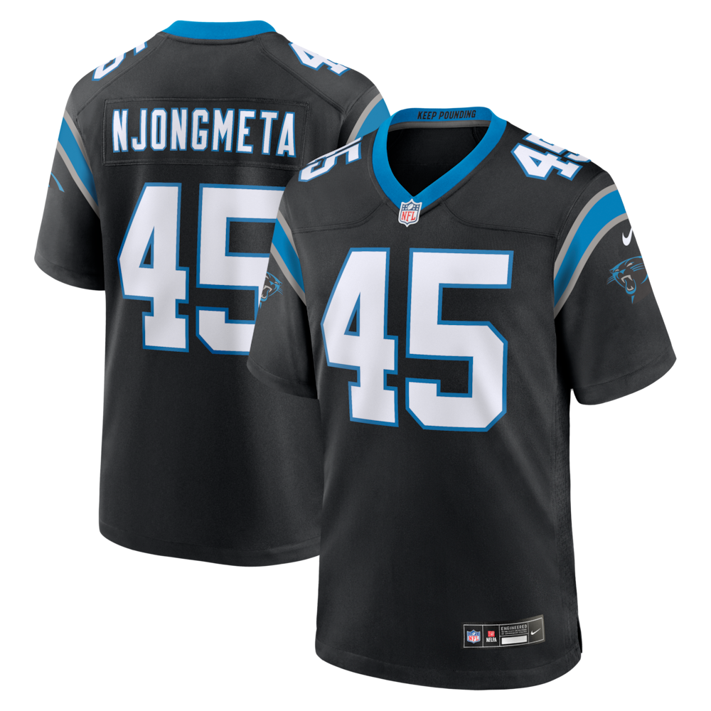Carolina Panthers Merch - Men's Maema Njongmeta Game Jersey, Black 1 - Unicasport Carolina Panthers Merch - Men's Maema Njongmeta Game Jersey, Black