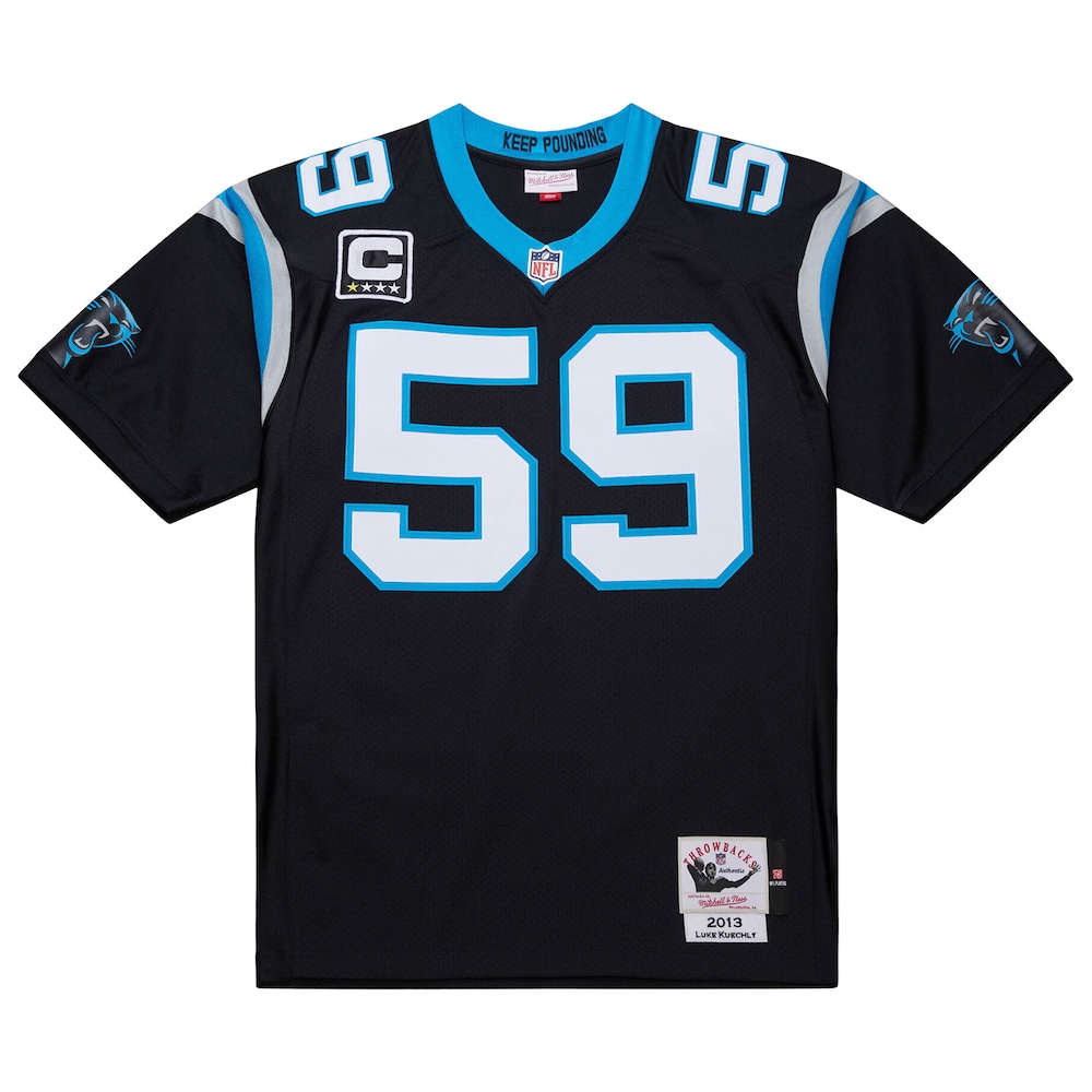 Carolina Panthers Merch - Men's Luke Kuechly 2013 Authentic Throwback Retired Player Jersey, Black - American Football Presents 1 - Unicasport Carolina Panthers Merch - Men's Luke Kuechly 2013 Authentic Throwback Retired Player Jersey, Black - American Football Presents