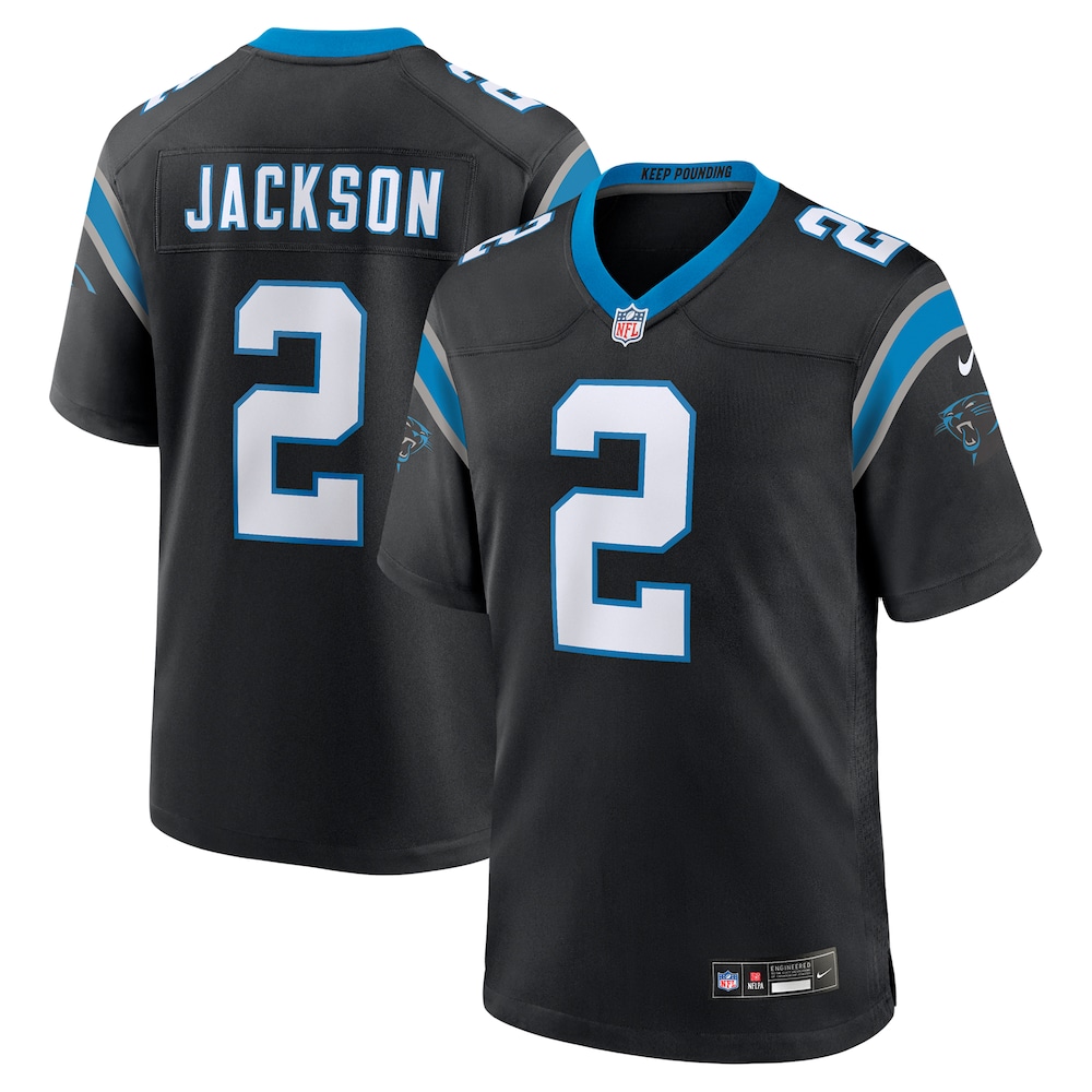 Carolina Panthers Merch - Men's Mike Jackson Game Jersey, Black 1 - Unicasport Carolina Panthers Merch - Men's Mike Jackson Game Jersey, Black
