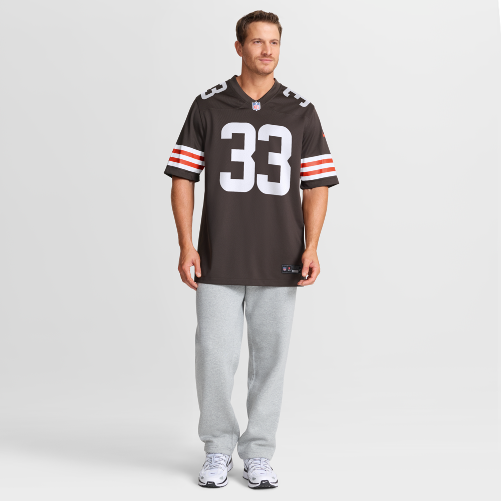 Cleveland Browns Merch - Men's Ronnie Hickman Team Game Jersey, Brown 1 - Unicasport Cleveland Browns Merch - Men's Ronnie Hickman Team Game Jersey, Brown
