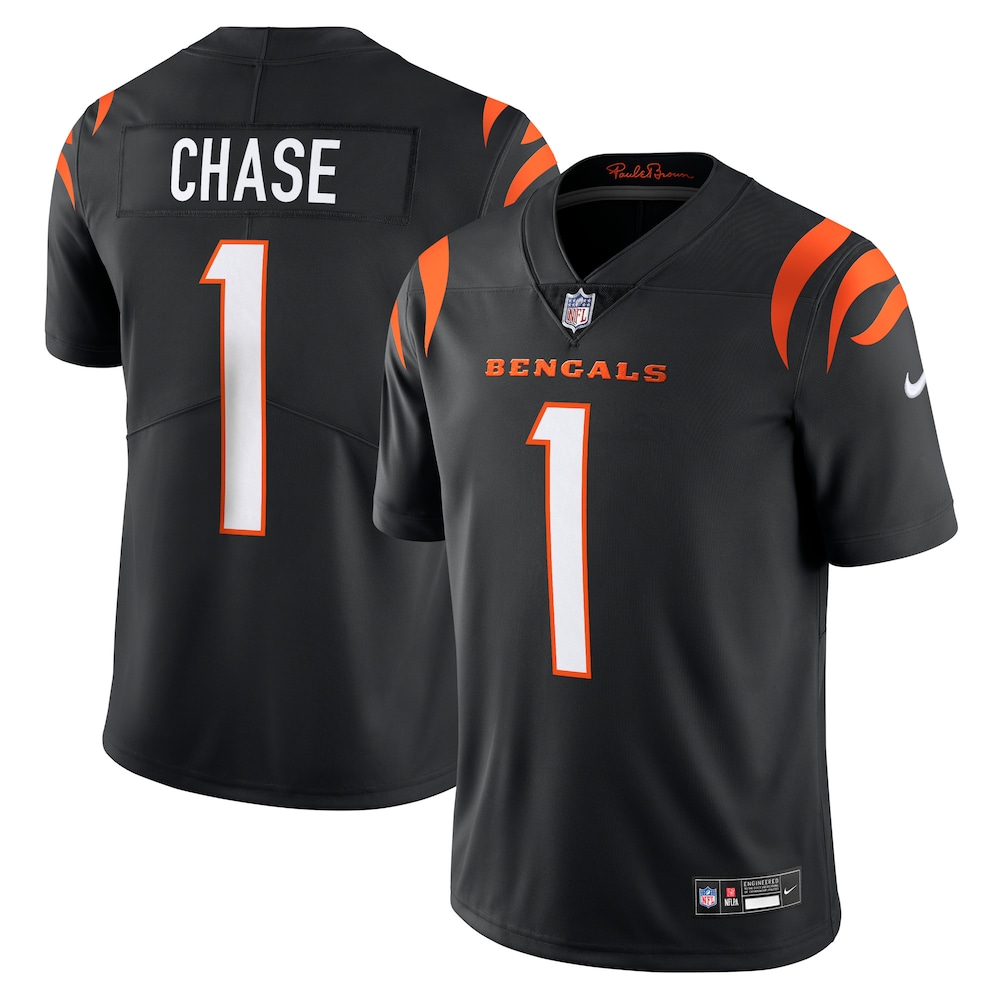 Cincinnati Bengals Merch - Men's Ja'Marr Chase Vapor Untouchable Limited Jersey, Black 1 - Unicasport Cincinnati Bengals Merch - Men's Ja'Marr Chase Vapor Untouchable Limited Jersey, Black