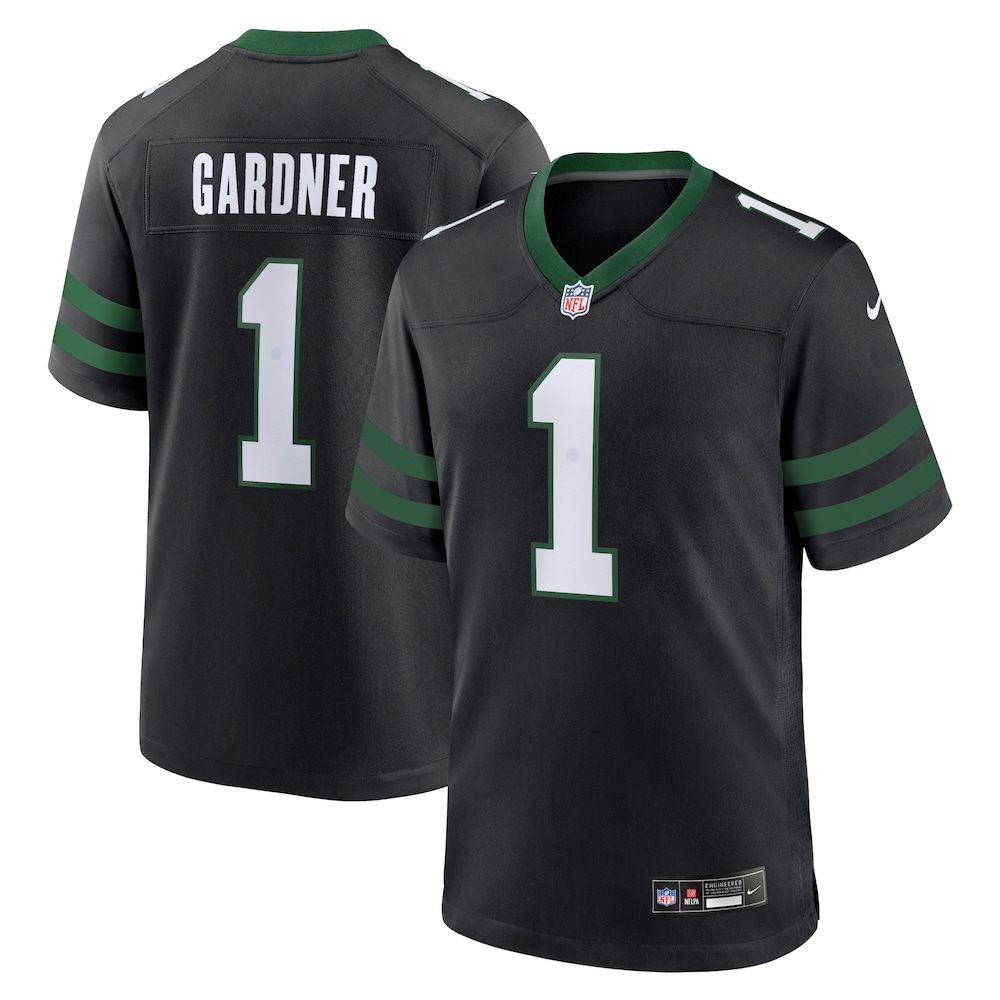 New York Jets Merch - Men's Ahmad Sauce Gardner Legacy Alternate Game Jersey, Black 1 - Unicasport New York Jets Merch - Men's Ahmad Sauce Gardner Legacy Alternate Game Jersey, Black