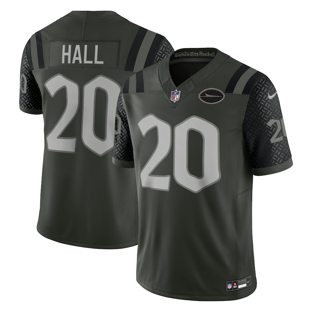 New York Jets Merch - Men's Breece Hall Gotham 2025 Rivalries Collection Stitched Limited Jersey, Green 1 - Unicasport New York Jets Merch - Men's Breece Hall Gotham 2025 Rivalries Collection Stitched Limited Jersey, Green