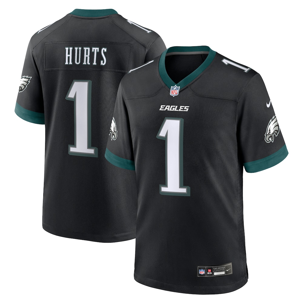 Philadelphia Eagles Merch - Men's Jalen Hurts Alternate Game Jersey, Black 1 - Unicasport Philadelphia Eagles Merch - Men's Jalen Hurts Alternate Game Jersey, Black