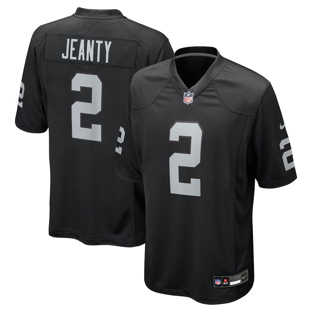 Las Vegas Raiders Merch - Men's Ashton Jeanty Team Game Jersey, Black 1 - Unicasport Las Vegas Raiders Merch - Men's Ashton Jeanty Team Game Jersey, Black